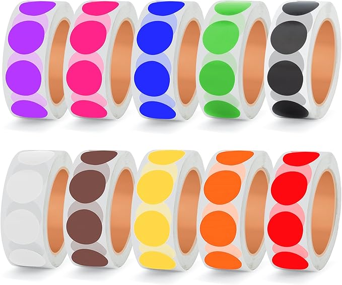 3/4 Inch Solid Round Color Coding Labels Roll, Self-Adhesive Circle Dot Sticker by LIFJOY