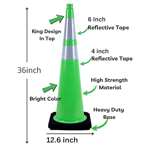 BESEA 8Pack 36” inch Traffic Cones Blue Road Parking Cones Construction Safety - Image 2