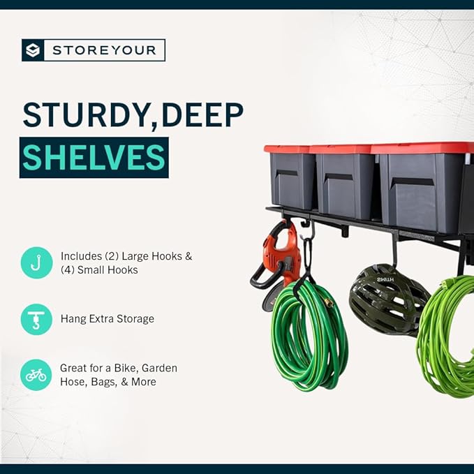StoreYourBoard Heavy Duty Garage Shelf Wall Mount 1ft x 4ft – Wall-Mounted - Image 6