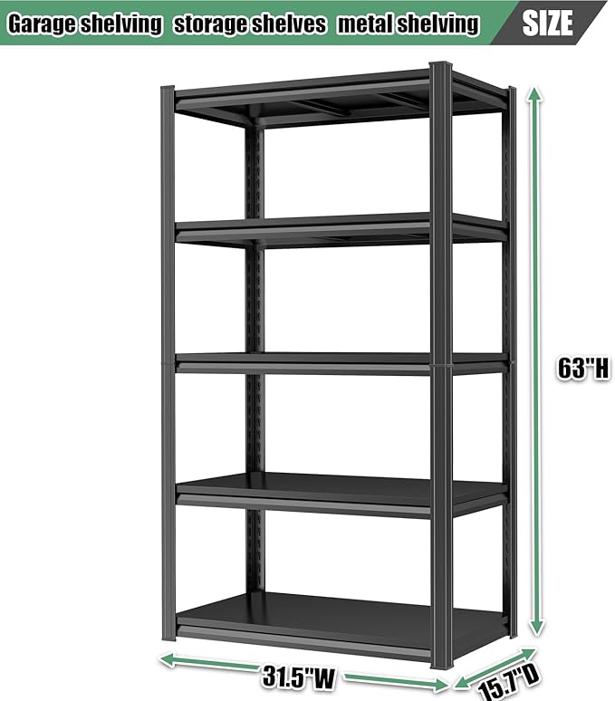 63" H Storage Shelves 2000LBS Metal Shelving Unit 4 Tier Garage Shelving Heavy - Image 2