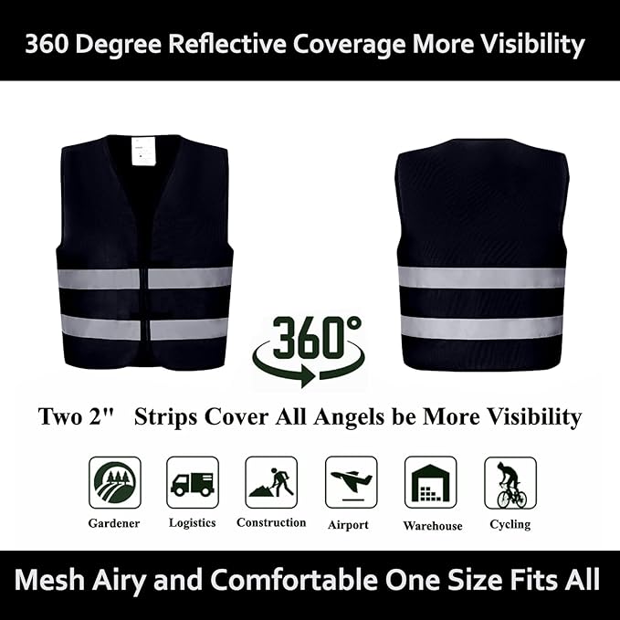 Black Safety Vests 10 Pack - Image 4