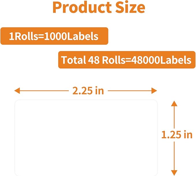 MFLABEL 48 Rolls of 1000 2-1/4 x 1-1/4 Inch Direct Thermal Perforated Shipping - Image 2