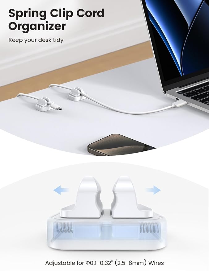 5Pack Cord Holder Clips, Desk Organizer Accessories- Lamicall Cable Holder - Image 2