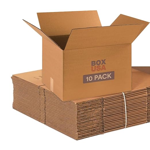 BOX USA Moving Boxes Medium 18"L x 14"W x 12"H 10-Pack | Corrugated Cardboard by BOXUSA