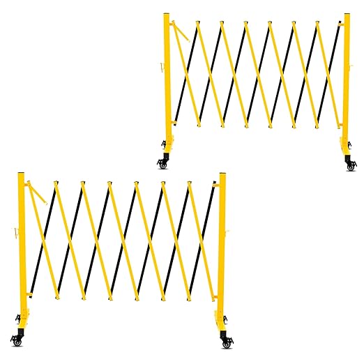 11 Traffic Barricade with Casters, Metal Expandable Barricade, Folding Security by Bstyjqxh
