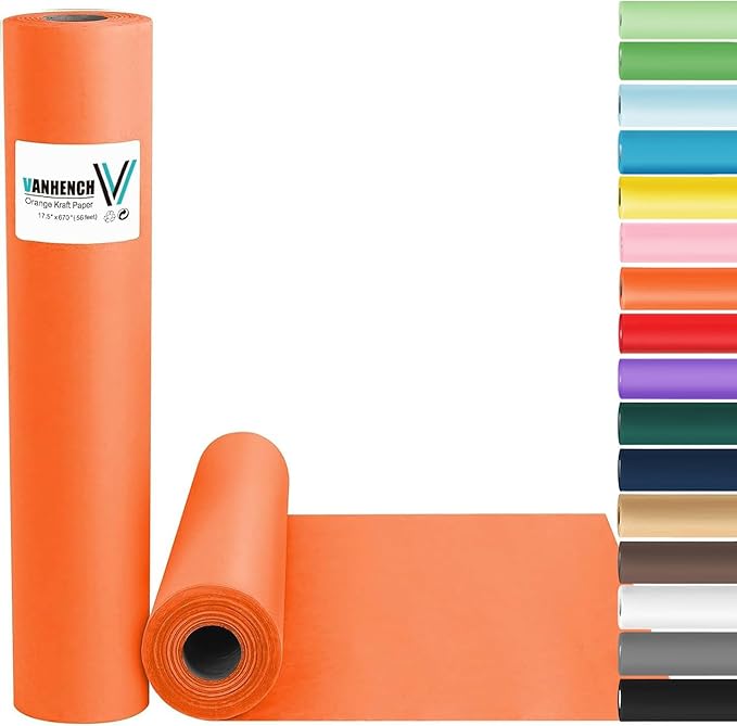 Vanhench Orange Wrapping Paper Roll 17.5"×963", Bouquet Flower Poster Bulletin by Vanhench