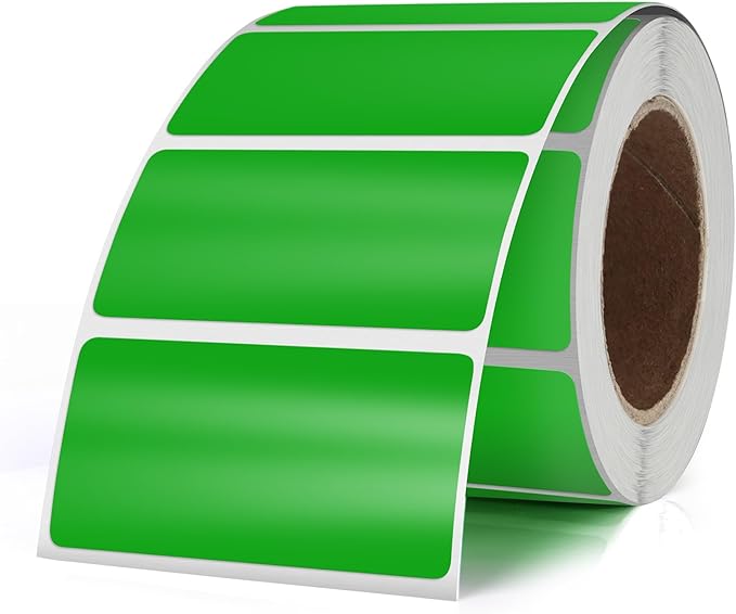 Green Color Coding Labels 1 × 2 Inches Self-Adhesive Vinyl Rectangle Stickers by YIKIADA