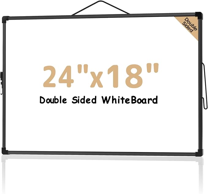 MaxGear White Board for Wall 24" x 18", Double Sided Dry Erase Board, Magnetic by MaxGear