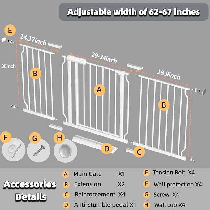 TSAYAWA Extra Wide Walk Through Baby Gate - Image 2