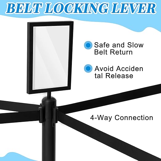 Geelin 6 Pack 16 ft Heavy Duty Crowd Control Stanchions Stainless Steel - Image 3