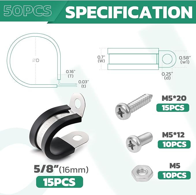 15PCS 5/8 Inch Cable Clamps - Image 5