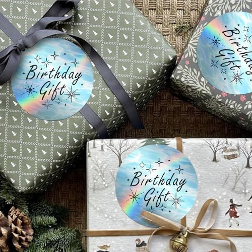 2-Inch Round Holographic Thermal Sticker Labels, with Rainbow Wave and Glitter Deign, for Every Tags, Custom DIY Logo Deign, Waterproof and Tear-Resistant, No Residue Removable, Ocean Light Blue - Image 5