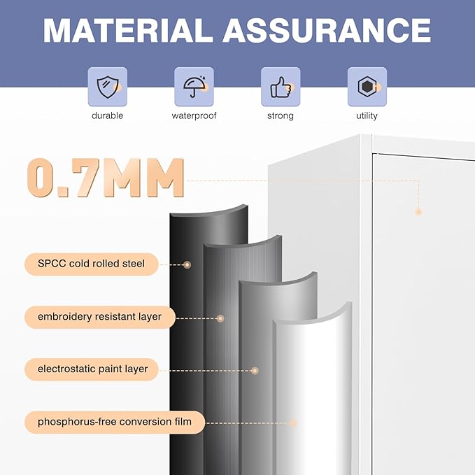 Metal Storage Cabinet with Lock, Lockable Garage Cabinet with 2 Doors and 5 - Image 5