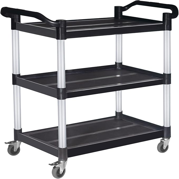 Plastic Utility Cart with Wheels Lockable, Heavy Duty Restaurant Cart, Service by ABACAD