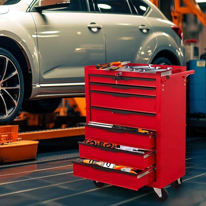 7-Drawer Rolling Tool Chest Cabinet, Heavy-Duty Metal Tool Box - Image 2