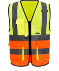 A-SAFETY Industrial Safety Vest, Hi Vis 9 Pockets High Visibility Zipper Front by A-SAFETY