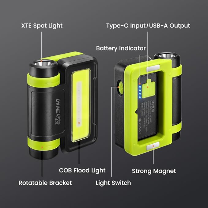 Yemao Led Work Light Rechargeable, Small Portable Work Light - Image 8