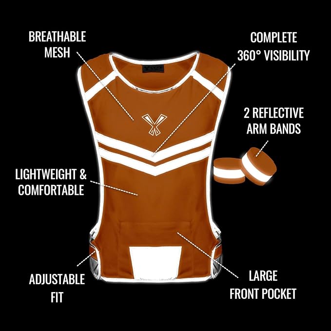 Running Reflective Vest, Inside Pocket & 2 Bands, High Visibility Reflective - Image 4