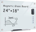 Mifuro Magnetic Glass Whiteboard，24"x18" Wall Mounted Frameless Dry Erase Board by MifuroOfficeProduct