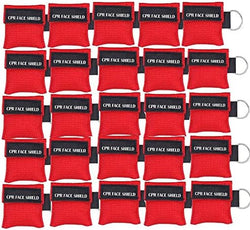 25pcs CPR Face Shield Mask Keychain Keying CPR Face Shields Pocket Mask for First Aid or CPR Training (Red-25) by LSIKA-Z