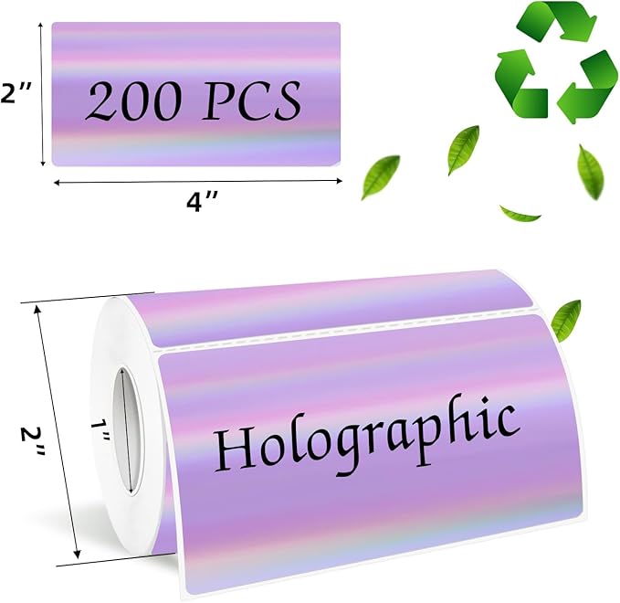 2x4 Inch Holographic Thermal Labels, Self-Adhesive Glitter Thermals Printer - Image 2