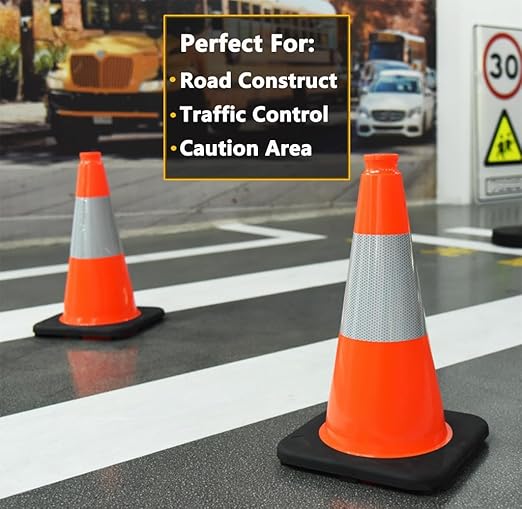 BESEA 18 Inch Orange PVC Traffic Cones - Image 7