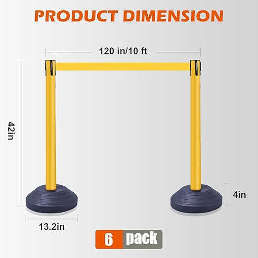 6 Pack Yellow Crowd Control Stanchions - Image 2