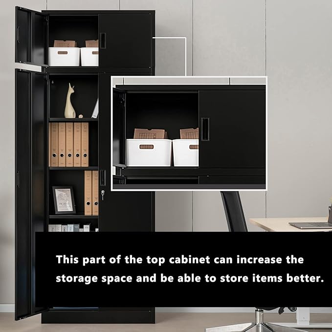 BESFUR Metal Storage Cabinet 87" H, Tall Locking Storage Cabinets - Image 4