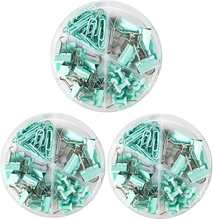 Paper Clips and Binder Clips Set, Metal Assorted Sized Binders by CREECHWA