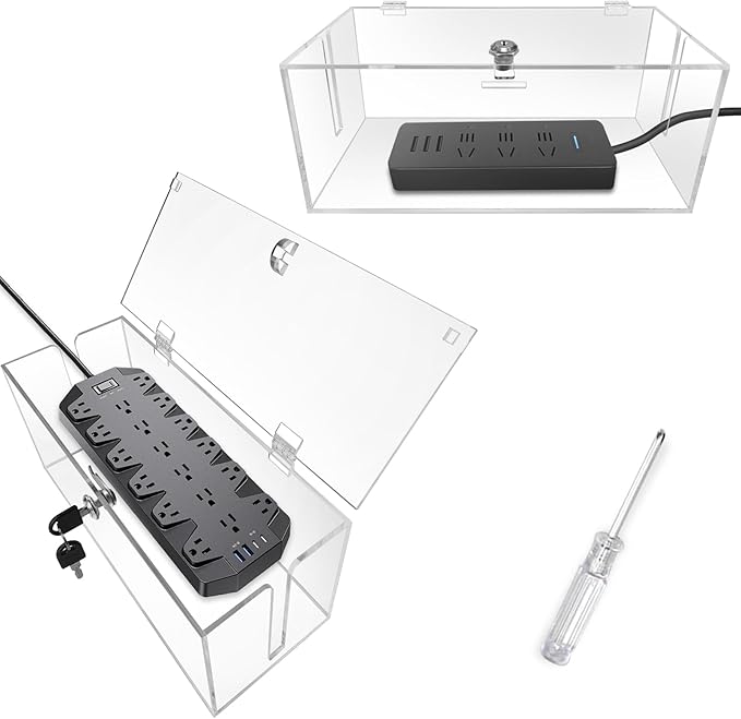 2PC Cable Management Box with Lock, Cable Organizer Box & Power Strip Cover by Lifeneedssparkstofly