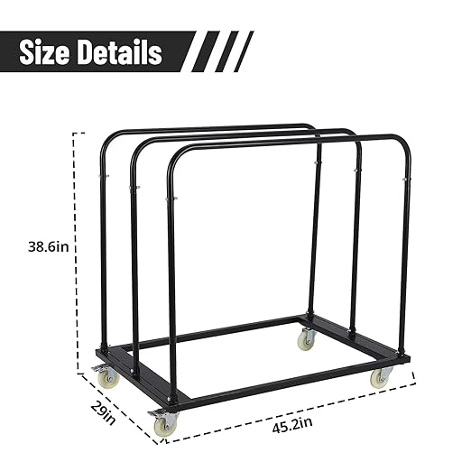 Steel Panel Truck, Drywall Cart w/ 5” PU Swivel Wheels, Heavy-Duty Panel Dolly - Image 7