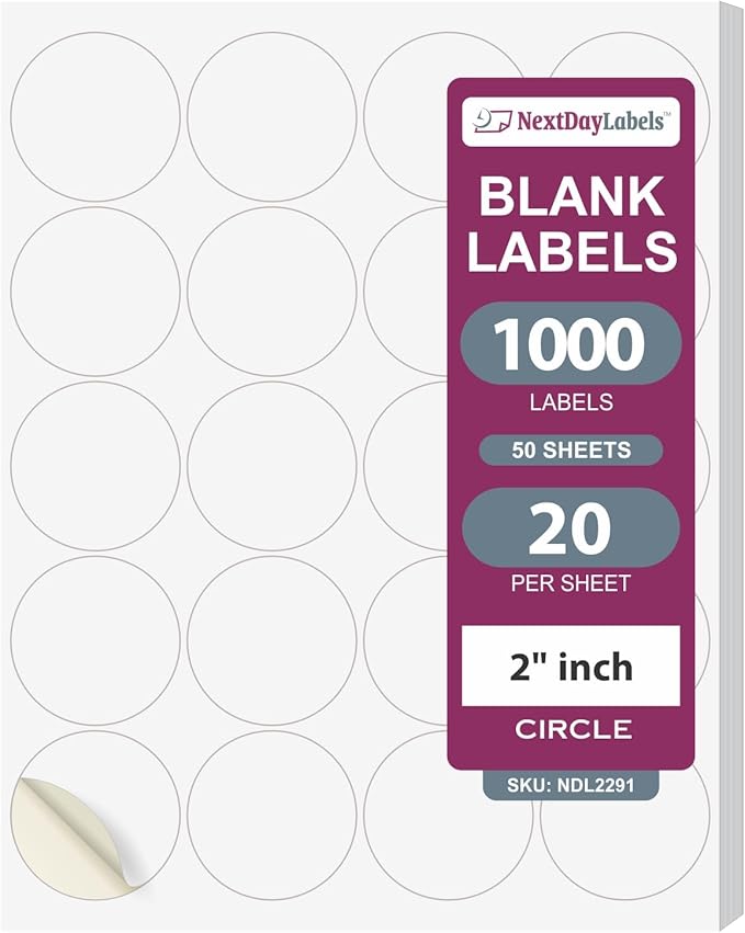 NextDayLabels - 2 Inch Round Labels - Round Sticker Labels by NextDayLabels