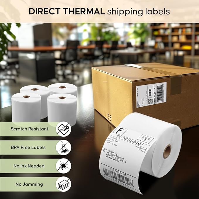 4 Rolls of SL450 4x6 Shipping Label Support Arkscan Label Printers, Compatible - Image 2