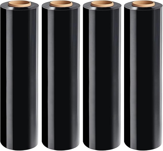 18" Black Stretch Wrap Roll, Heavy Duty 18in 1500ft Shrink Wrap Roll, 80 Gauge by Qiokhgi