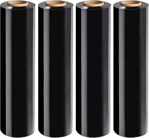 18" Black Stretch Wrap Roll, Heavy Duty 18in 1500ft Shrink Wrap Roll, 80 Gauge by Qiokhgi