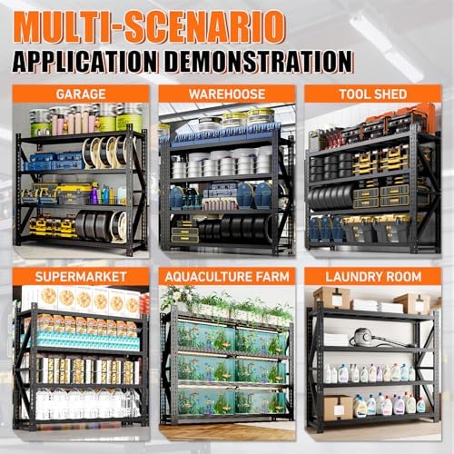 6000LBS 4 Tier Garage Storage Shelves, Heavy Duty Adjustable Storage Rack for Warehouse, Basement, Shop and Office, Commercial-Grade Steel Organizer, 75" W x 24" D x 69" H - Image 4