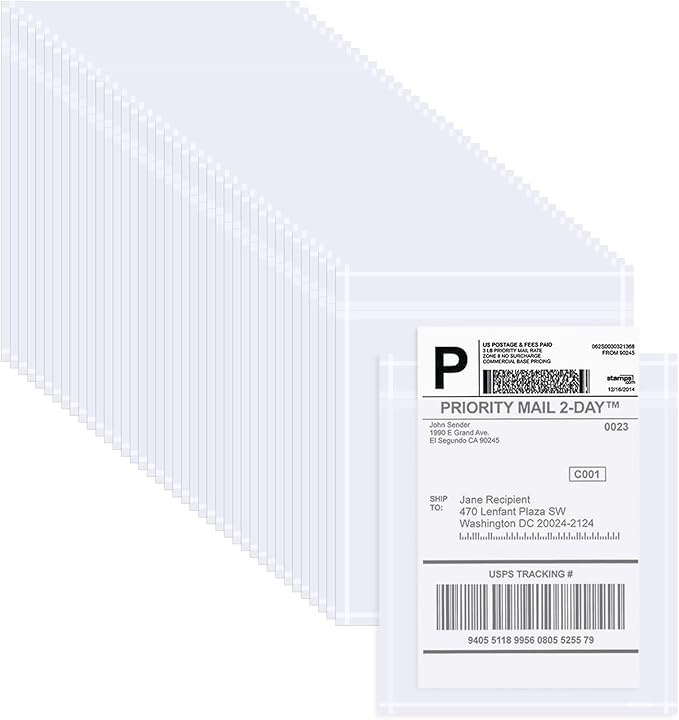 AZUREAL 100PCS Shipping Label Sleeves, 4.5" x 5.5" Packing Slip Pouches by Unknown