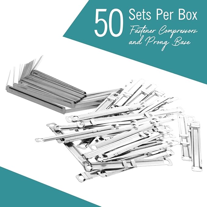 Prong Paper Fasteners, 2.75" Base, 50 Complete Base Set Paper Fastener Prong - Image 3