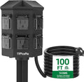 Outdoor Power Strip Weatherproof, 100 FT Extension Cord by TiFFCOFiO