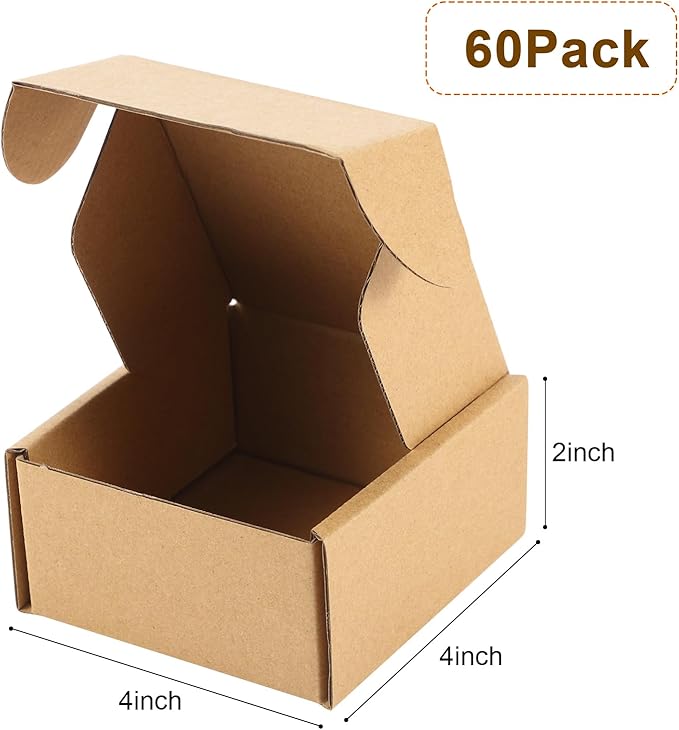 Qilery 60 Pcs Shipping Boxes Cardboard Gift Corrugated Cardboard Brown Boxes - Image 2