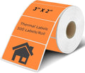 3" x 2" Thermal Labels Stickers Orange, Thermal Printer Shipping Stickers by BriCabel