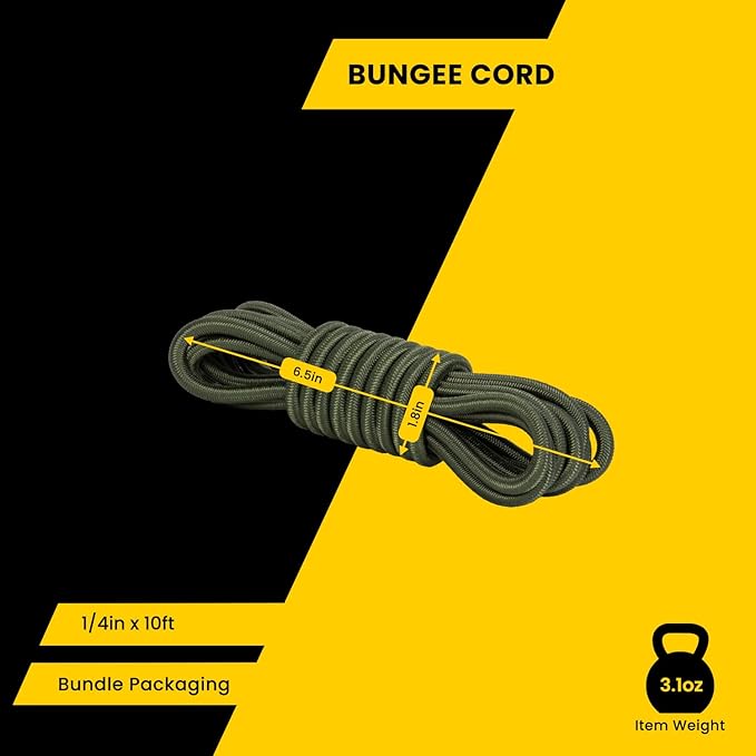 Bungee Cord Elastic Shock Cord 1/4" x 10' Bungee Rope - Image 2
