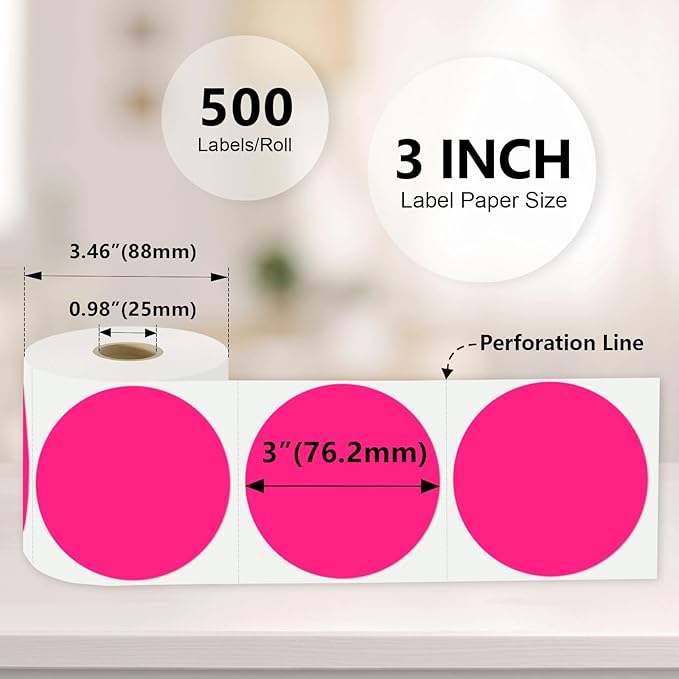 3 X 3 Inch Color Coding Dot Labels Circle Thermal Printable Waterproof 500 Pcs - Image 3