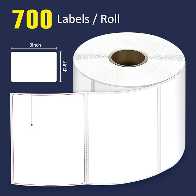 L LIKED 3" x 2" Direct Thermal Labels, Permanent Adhesive Barcode Shipping - Image 2