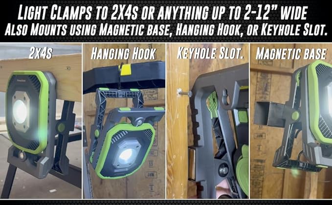 PowerSmith LED Clamp Work Light 3000 Lumen Clip On Rechargeable Light Powered - Image 4