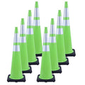 8 Pack 36 Inch Green Reflective Safety Cones, Tall Black Base Traffic Cones by OranclUS