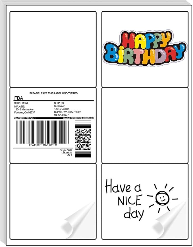 White Sticker FBA Labels – 4" x 3.33" – Laser/Inkjet Compatible –, 1000 Sheets by COOPATY