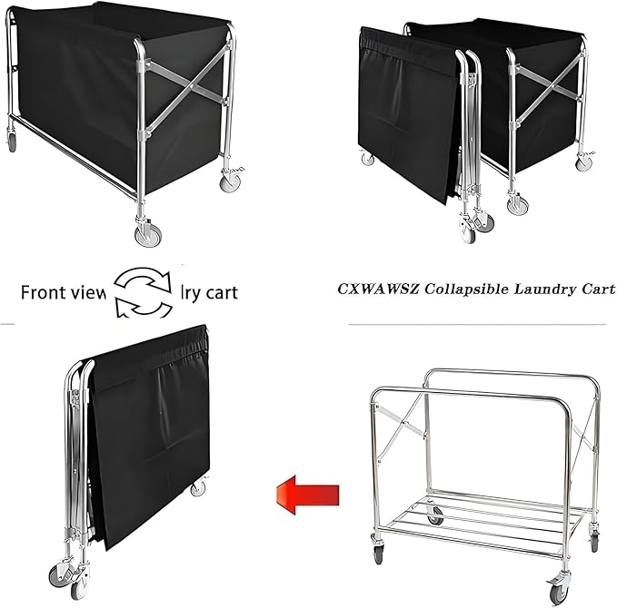 Commercial Laundry Cart with Wheels Heavy Duty Collapsible Laundry Baskets 12 - Image 6