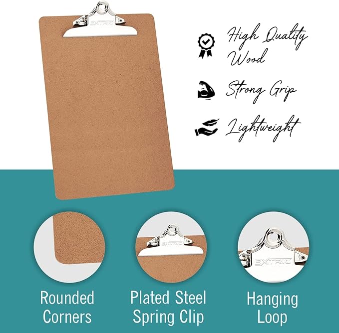 24 Clipboards Standard A4 Letter Size, 9x12.5 inch Wooden Clipboard - Image 6
