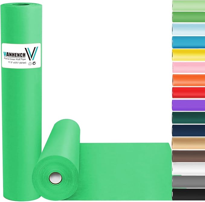 Vanhench 17.5"×963" Parrot Green Wrapping Paper Roll by Vanhench
